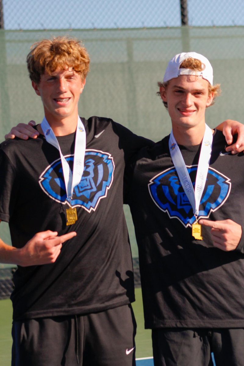 Landon Osswald and Tyler Rich battle in a match against Carmel but sadly lost ending their season on October 26th.