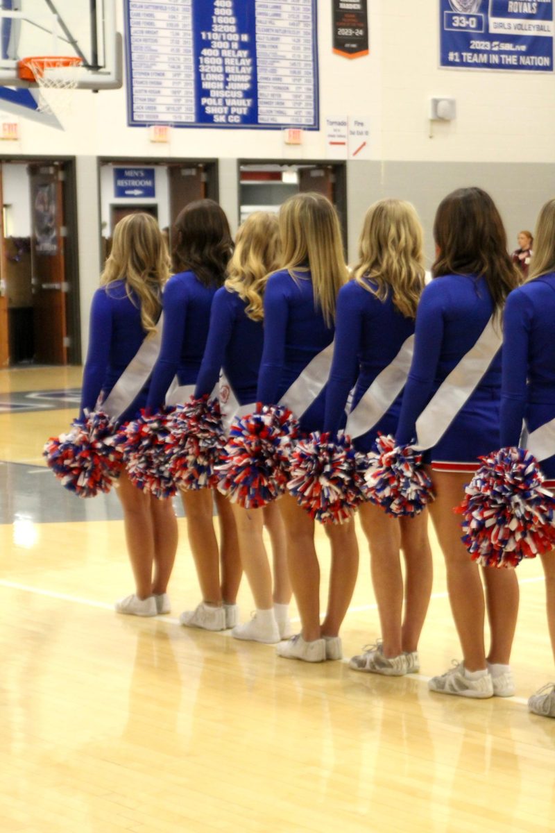 Girls Cheerleading Supporting Boys Basketball against Brebeuf on Dec. 13.