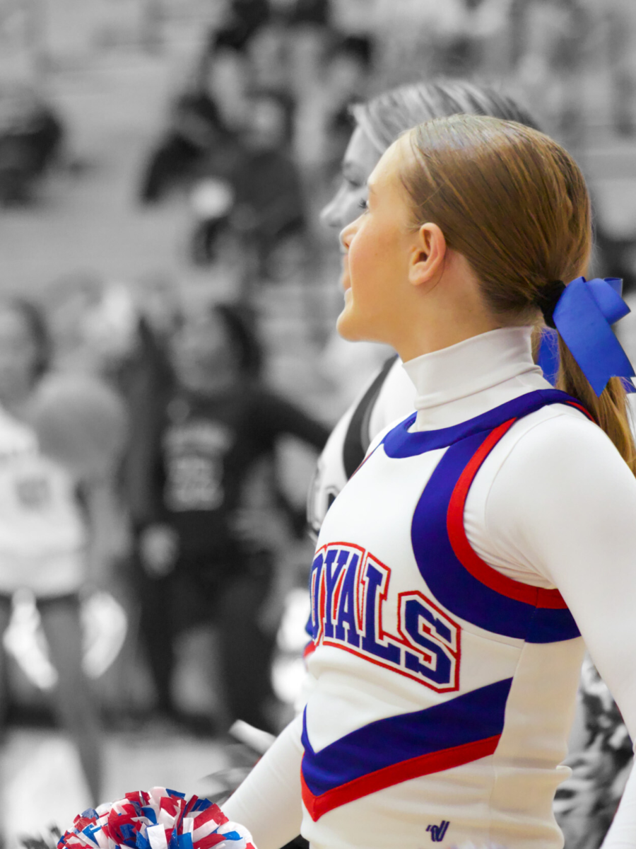 Brooke Edwards stands on sidelines at a home game against Brownsburg 11.26.