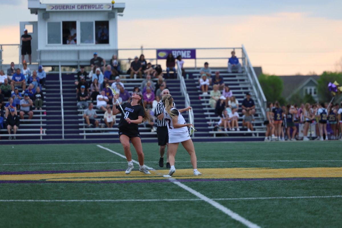 Girls lacrosse falls short to Guerin Catholic 10-12 on April 25th at Guerin Catholic.