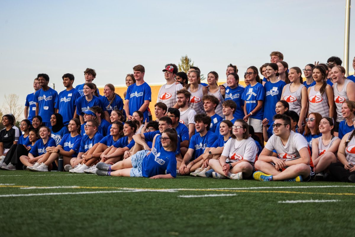 Athletes and partners from HSE and Hamilton Heights gather for a group photo following their Unified Track meet on April 23.