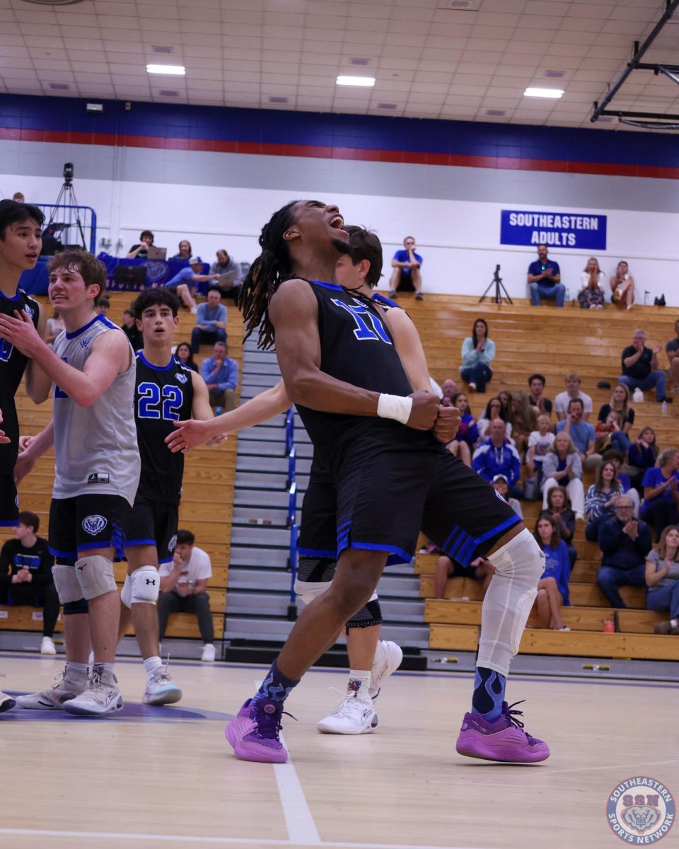 The boys volleyball team falls to Roncalli on May 6 at home 