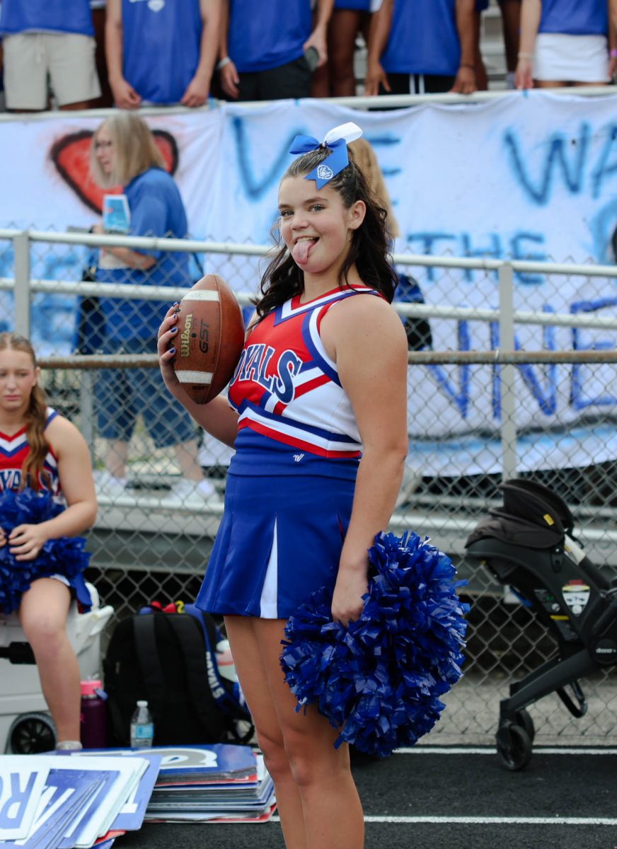 A special might celebrating the class of 2025 cheerleaders on Senior Night at Hamilton Southeastern High School on August 22.
