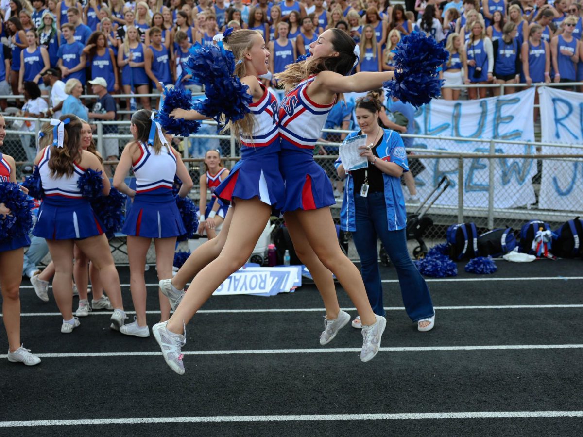 A special might celebrating the class of 2025 cheerleaders on Senior Night at Hamilton Southeastern High School on August 22.