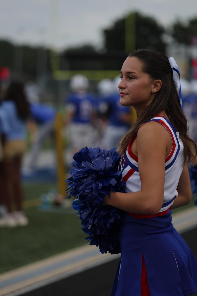 A special might celebrating the class of 2025 cheerleaders on Senior Night at Hamilton Southeastern High School on August 22.