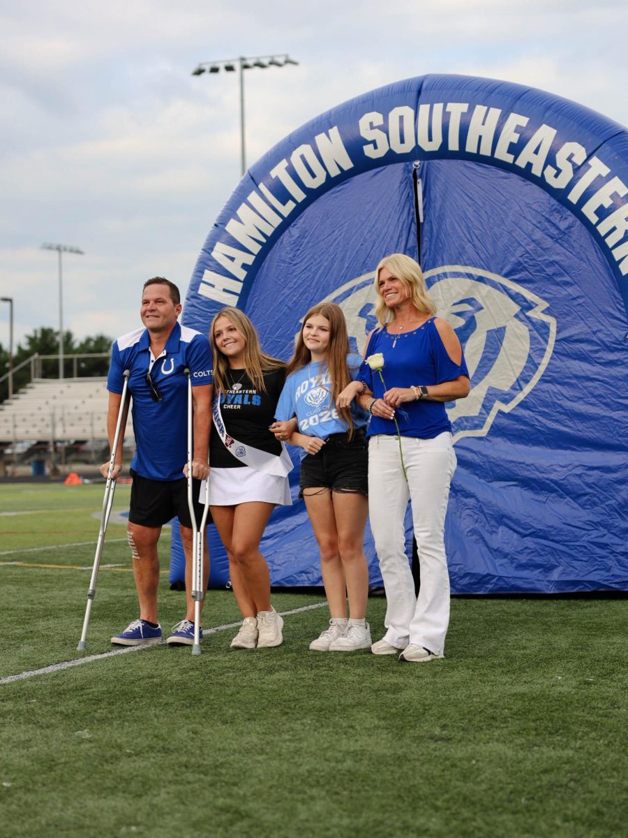 A special might celebrating the class of 2025 cheerleaders on Senior Night at Hamilton Southeastern High School on August 22.