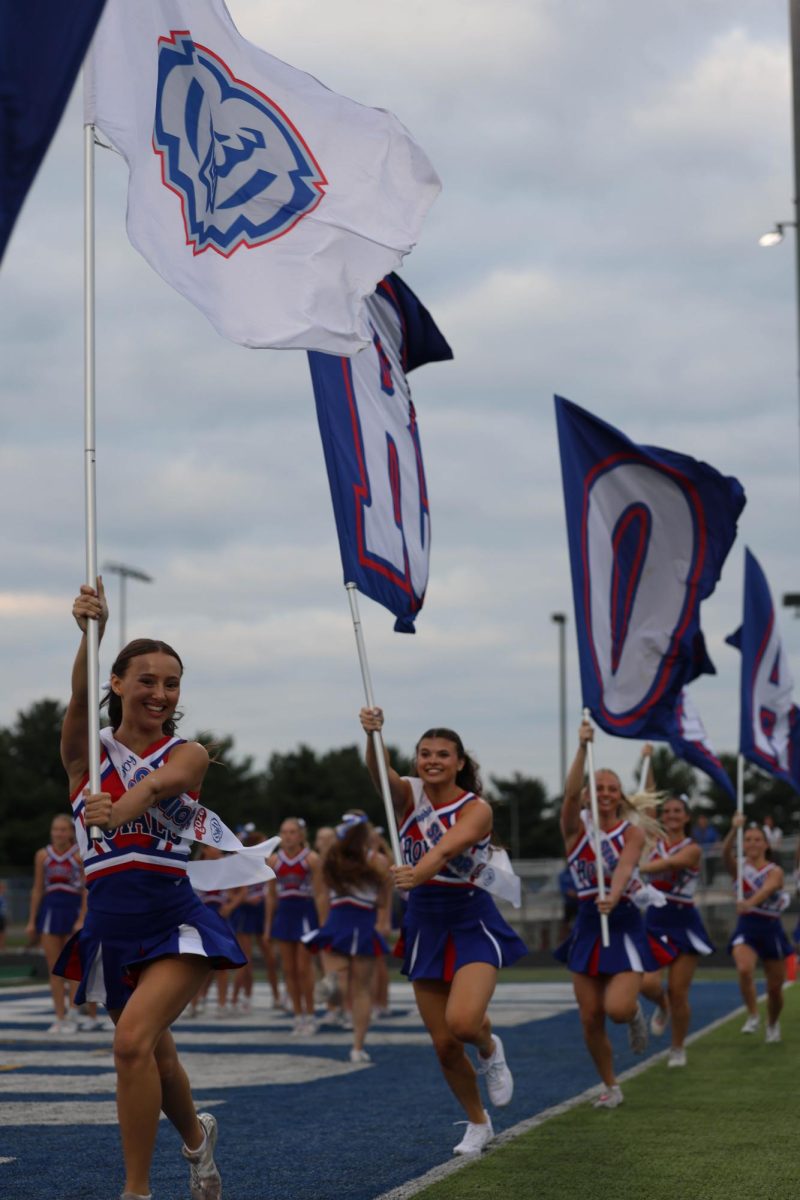 A special might celebrating the class of 2025 cheerleaders on Senior Night at Hamilton Southeastern High School on August 22.