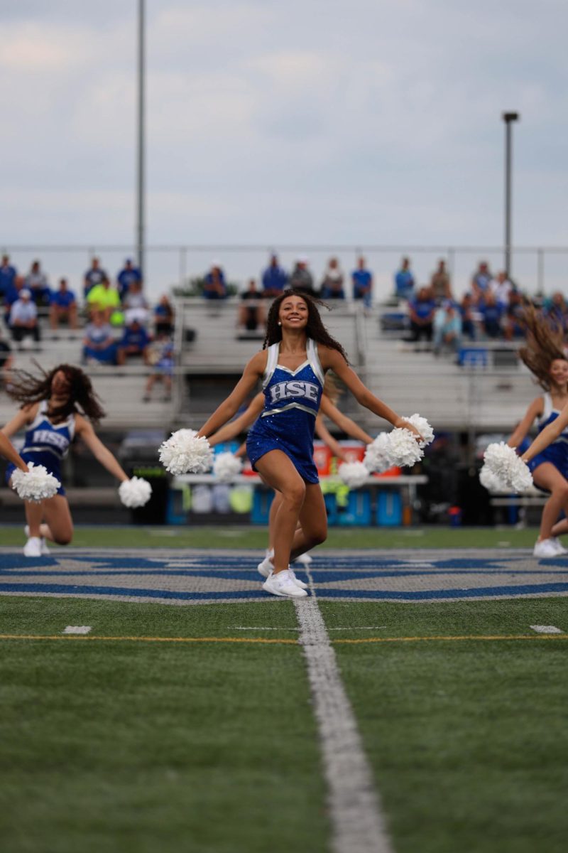 A special might celebrating the class of 2025 cheerleaders on Senior Night at Hamilton Southeastern High School on August 22.