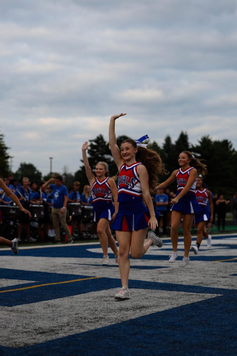 A special might celebrating the class of 2025 cheerleaders on Senior Night at Hamilton Southeastern High School on August 22.