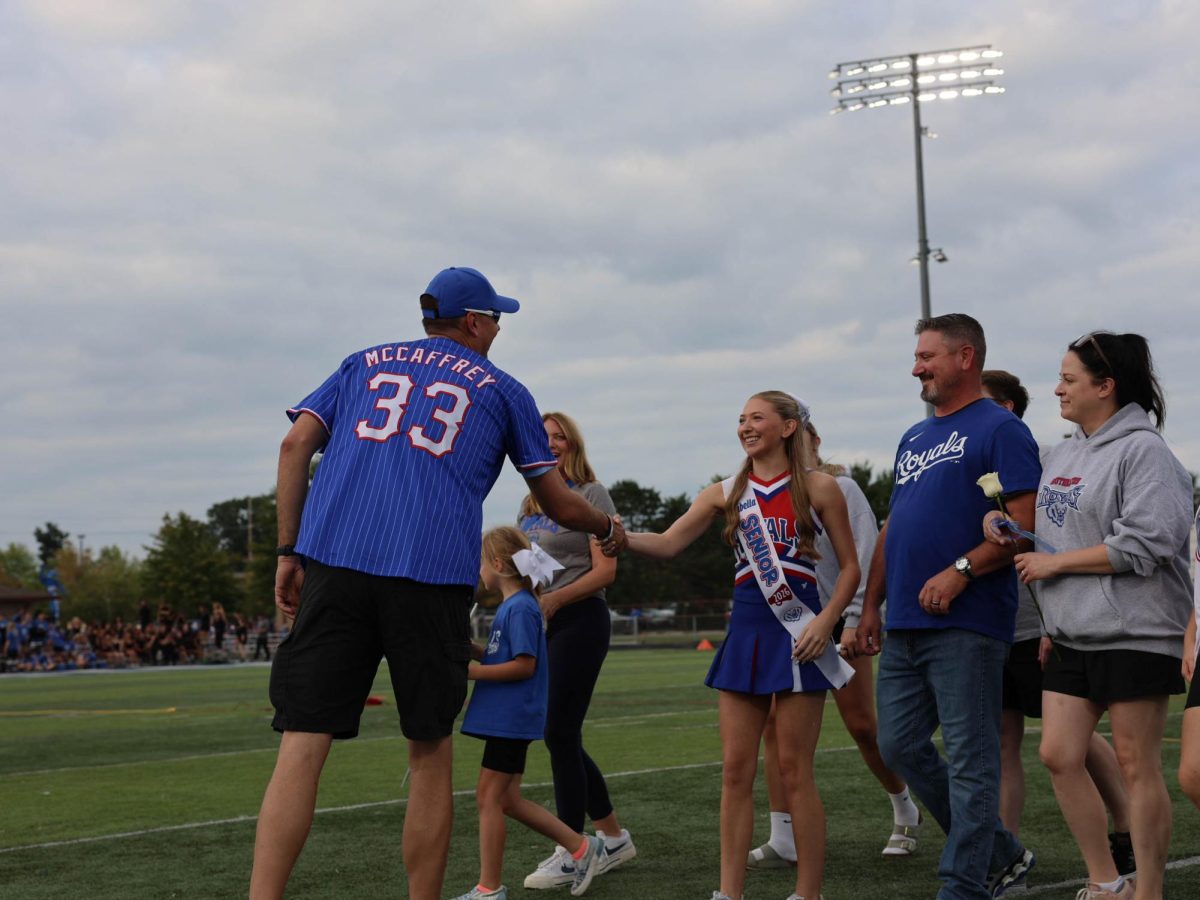 A special might celebrating the class of 2025 cheerleaders on Senior Night at Hamilton Southeastern High School on August 22.