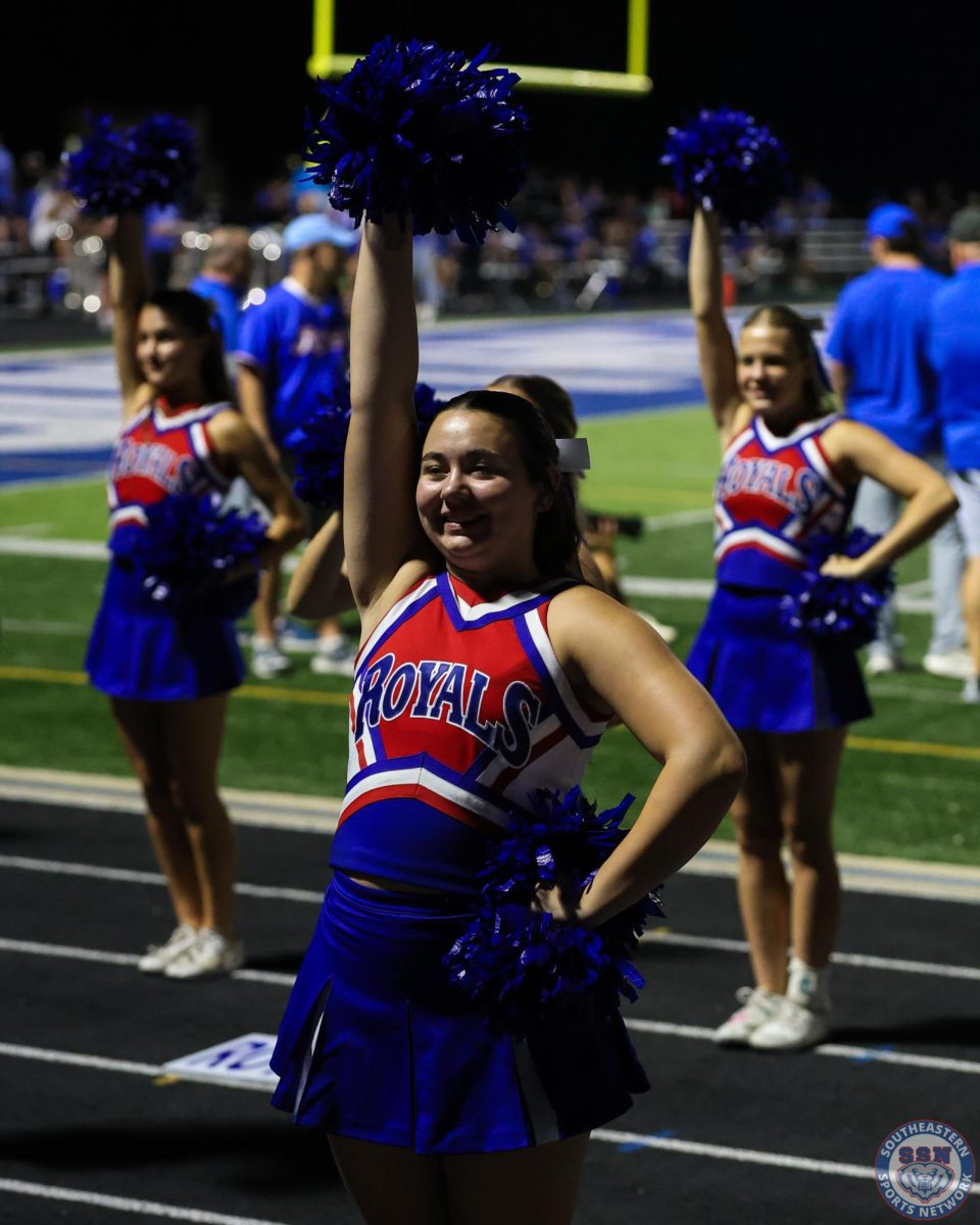 Bright smiles from the cheerleaders on Senior Night at Hamilton Southeastern High School on August 22.