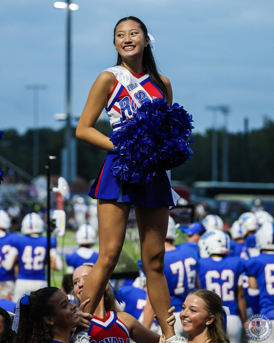 Bright smiles from the cheerleaders on Senior Night at Hamilton Southeastern High School on August 22.