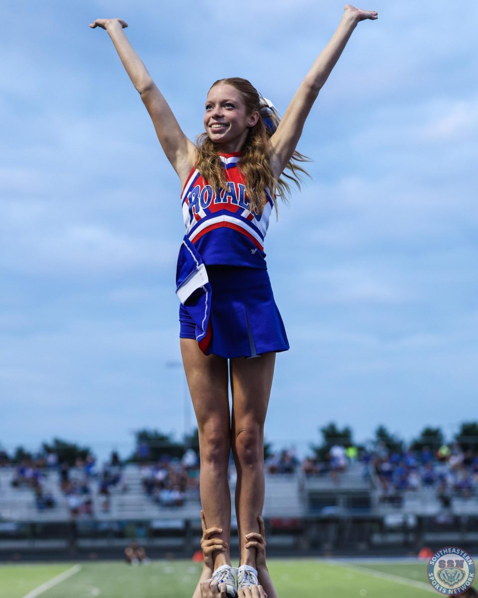 Bright smiles from the cheerleaders on Senior Night at Hamilton Southeastern High School on August 22.