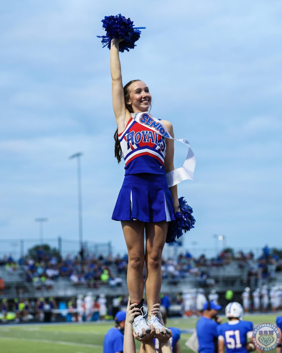 Bright smiles from the cheerleaders on Senior Night at Hamilton Southeastern High School on August 22.