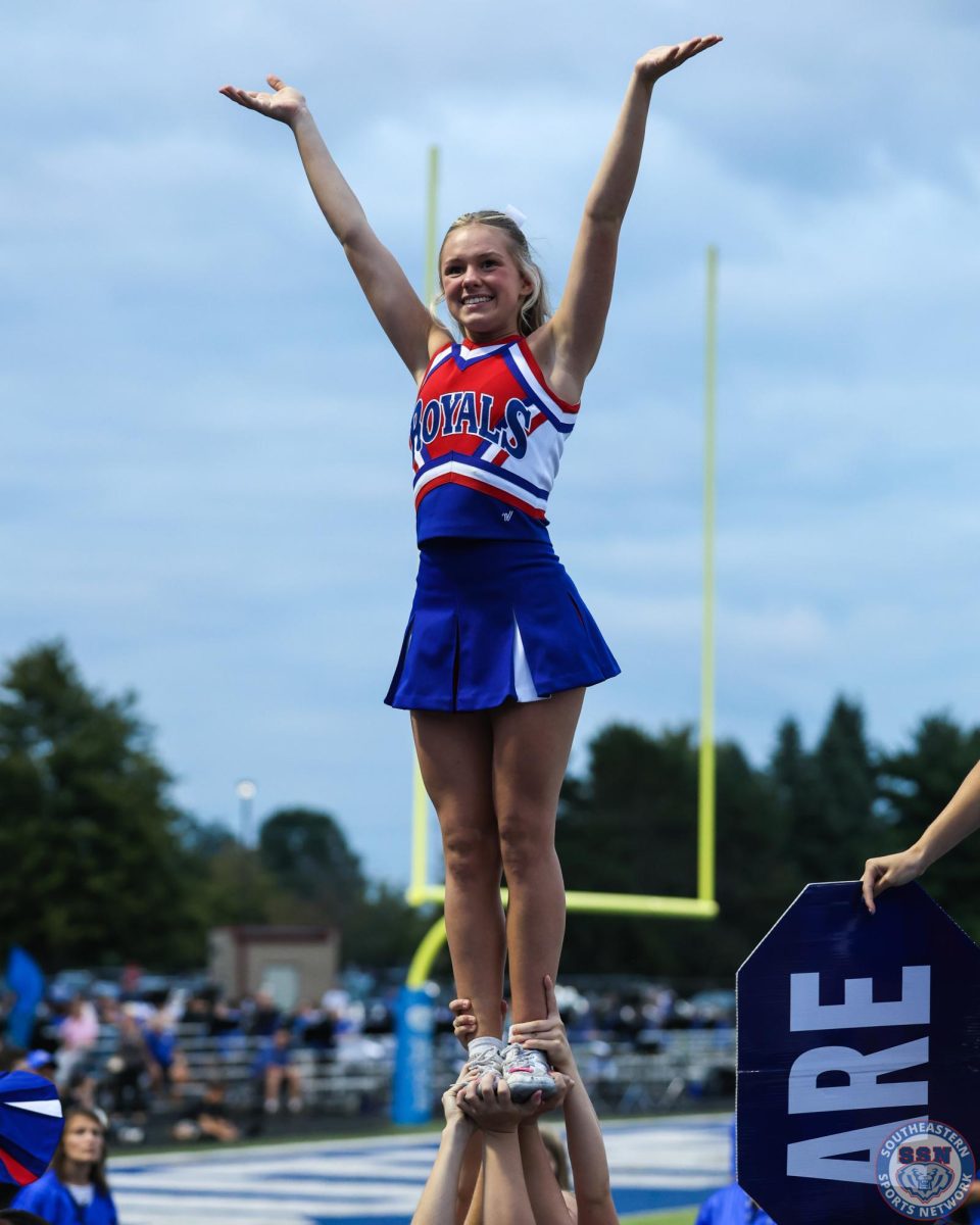 Bright smiles from the cheerleaders on Senior Night at Hamilton Southeastern High School on August 22.