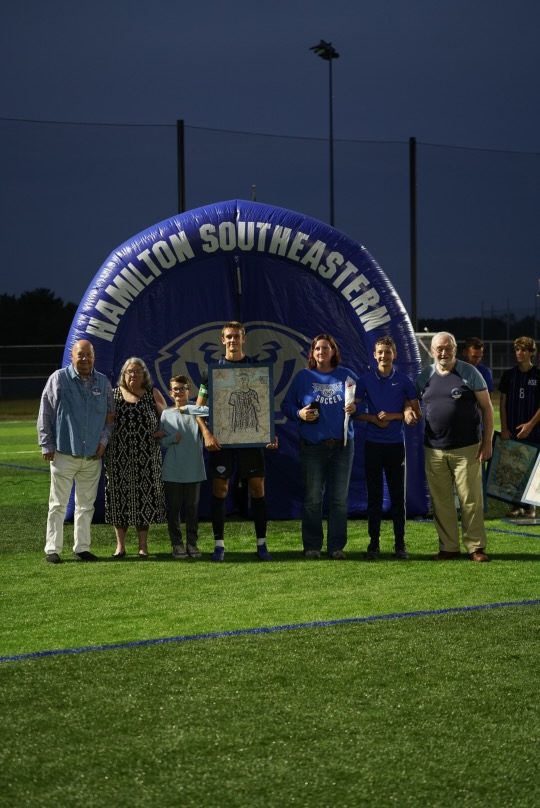 Senior Nick Kestian is recognized on Senior night at Hamilton Southeastern High School on September 26, 2025.